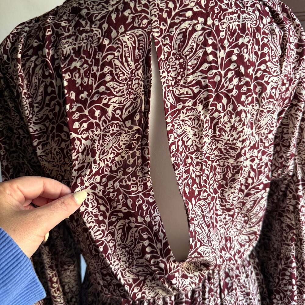 NATALIE MARTIN Nat | Anthropologie Nico Burgundy Floral Wrap Maxi Dress Small - Picture 8 of 9